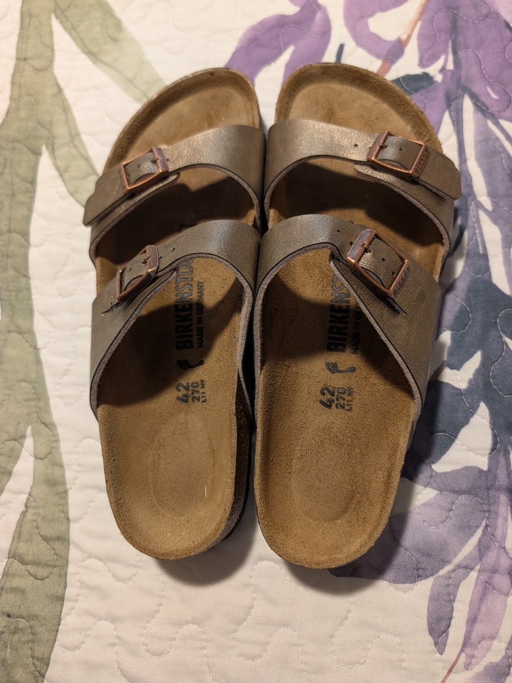 Birkenstock  Arizona Two-Strap Sandals in Metallic Brown
